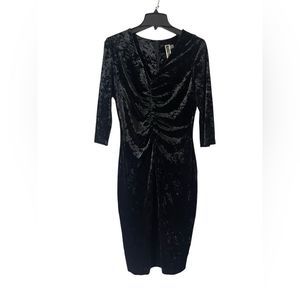 Elegant Black Velvet Ruched Cocktail Dress